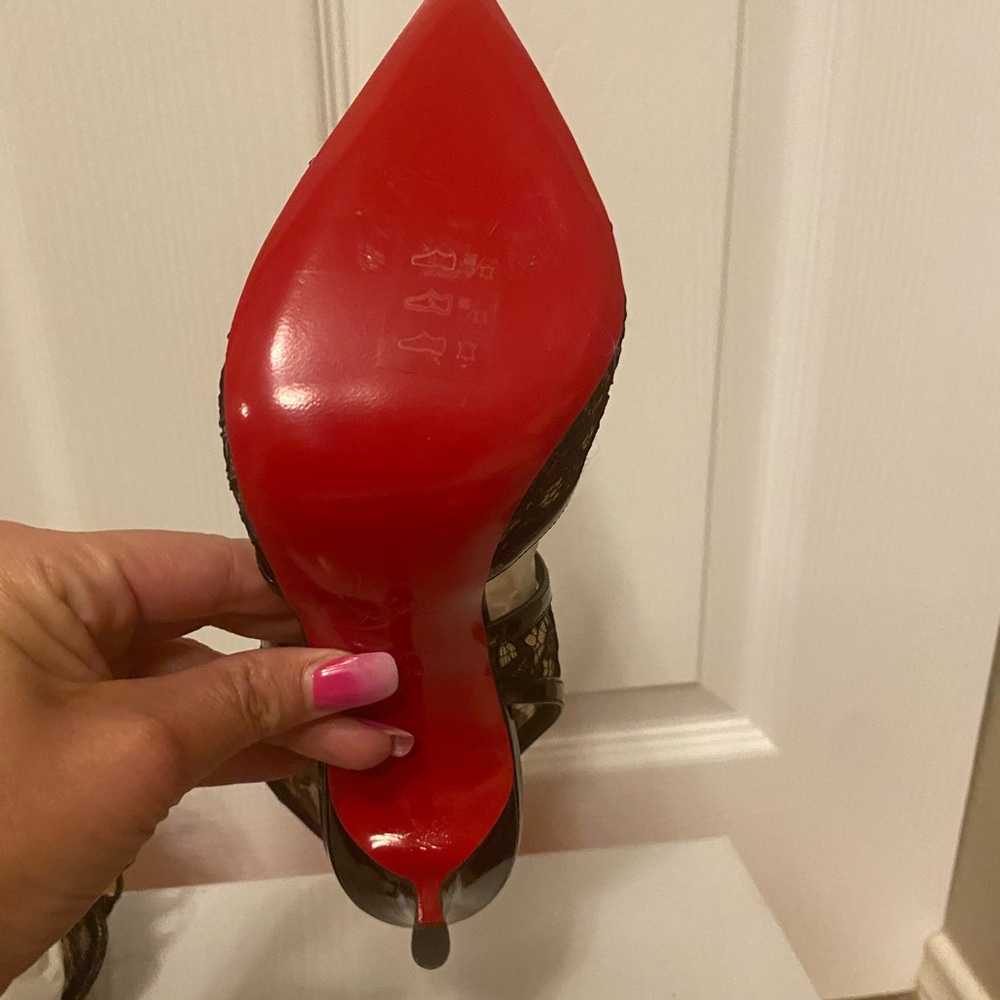 💖 NWT Louboutin sexy black lace up heels! - Picture 6 of 9
